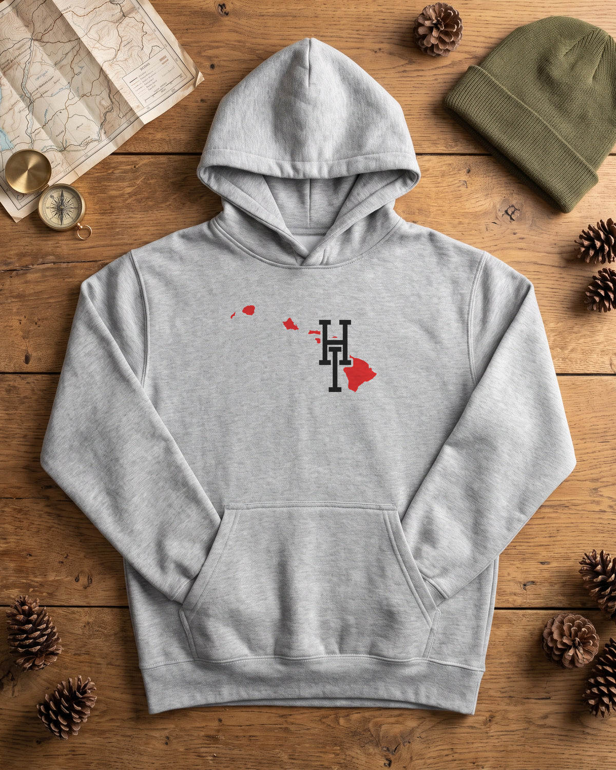 Hawaii Varsity Monogram Map Hoodie (photo)