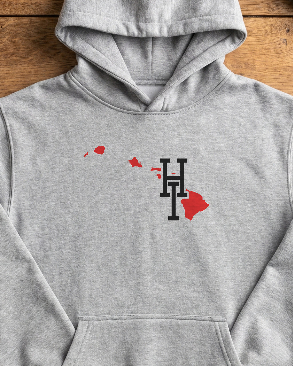 Hawaii Varsity Monogram Map Hoodie (close-up)