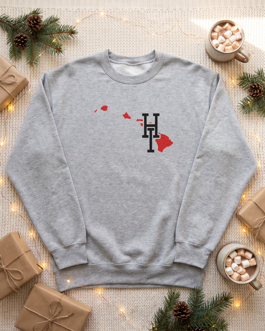 Hawaii Varsity Monogram Map Crewneck Sweatshirt (photo)