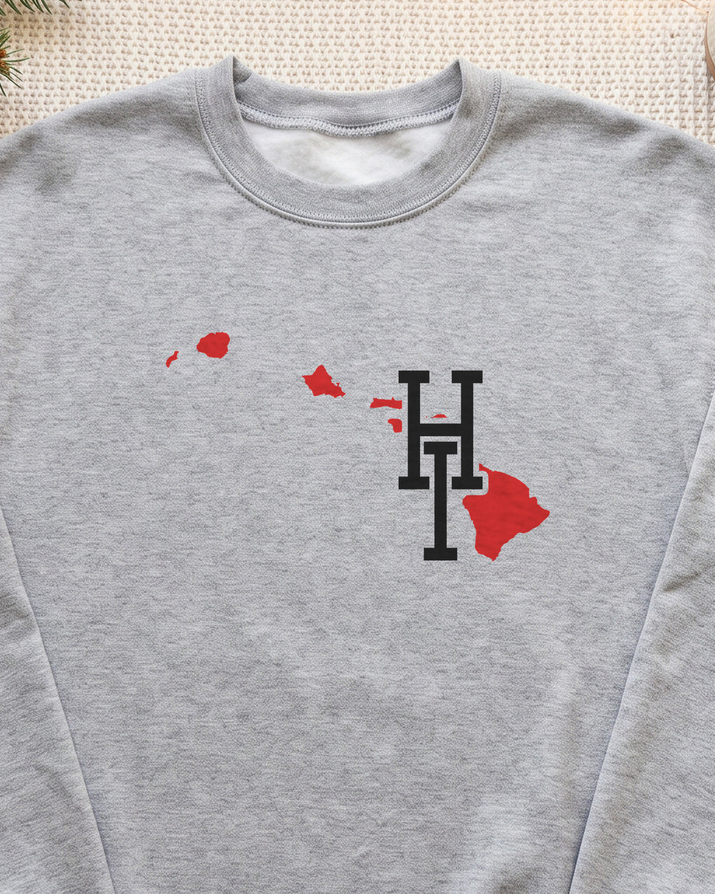 Hawaii Varsity Monogram Map Crewneck Sweatshirt (close-up)