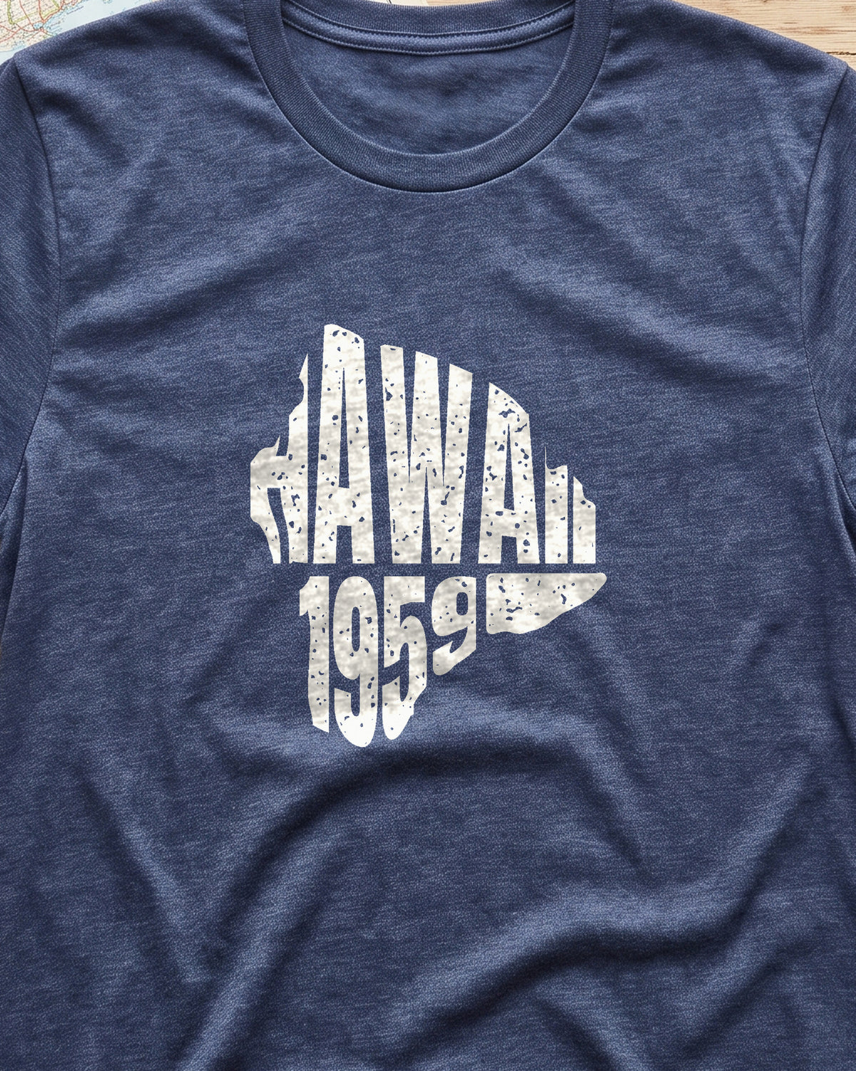 Hawaii Vintage Letters Map T-Shirt (close-up)