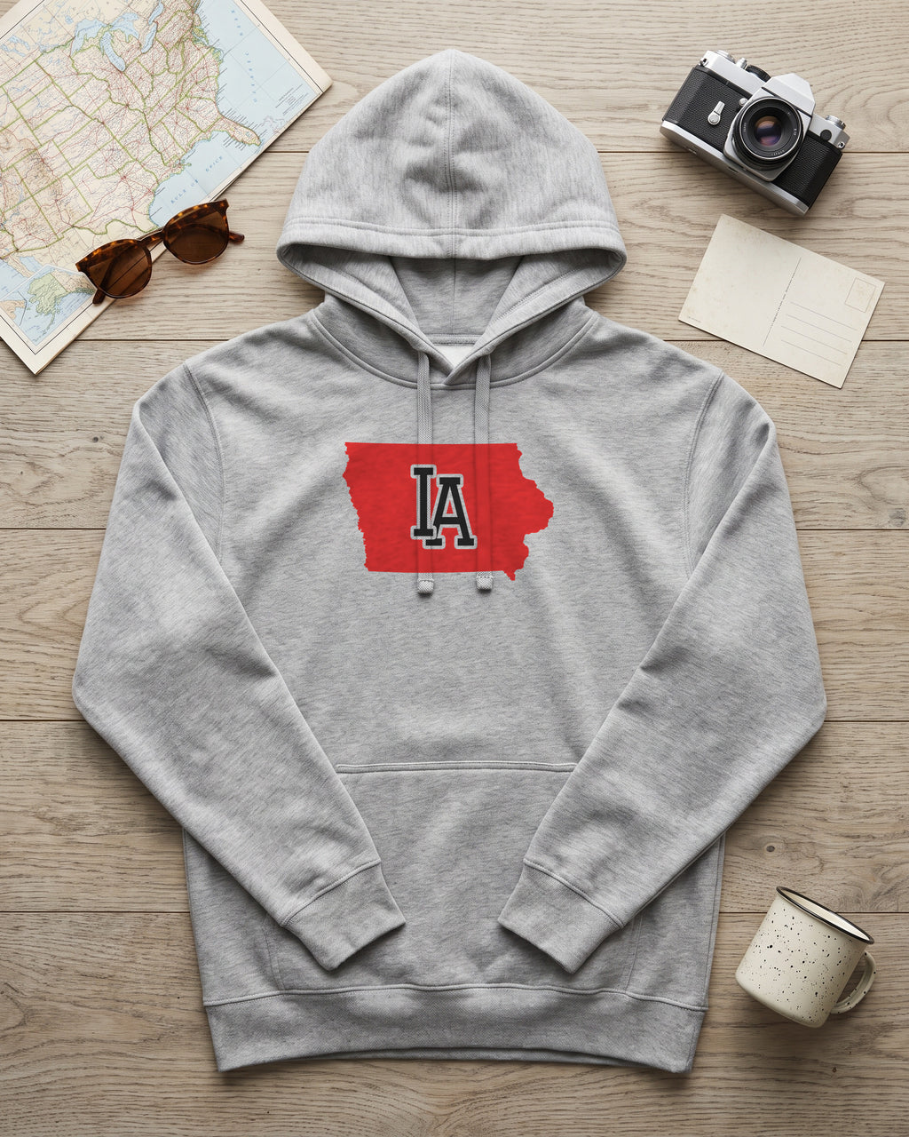 Iowa Varsity Monogram Map Hoodie (photo)