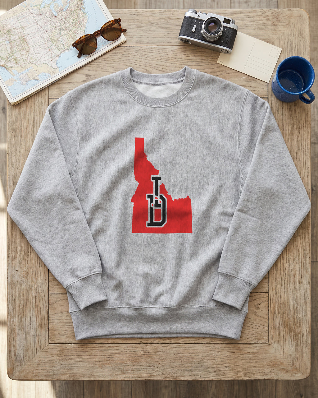 Idaho Varsity Monogram Map Crewneck Sweatshirt (photo)