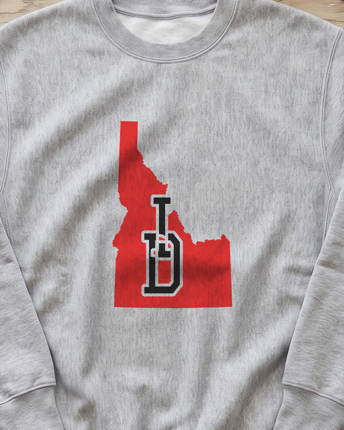 Idaho Varsity Monogram Map Crewneck Sweatshirt (close-up)