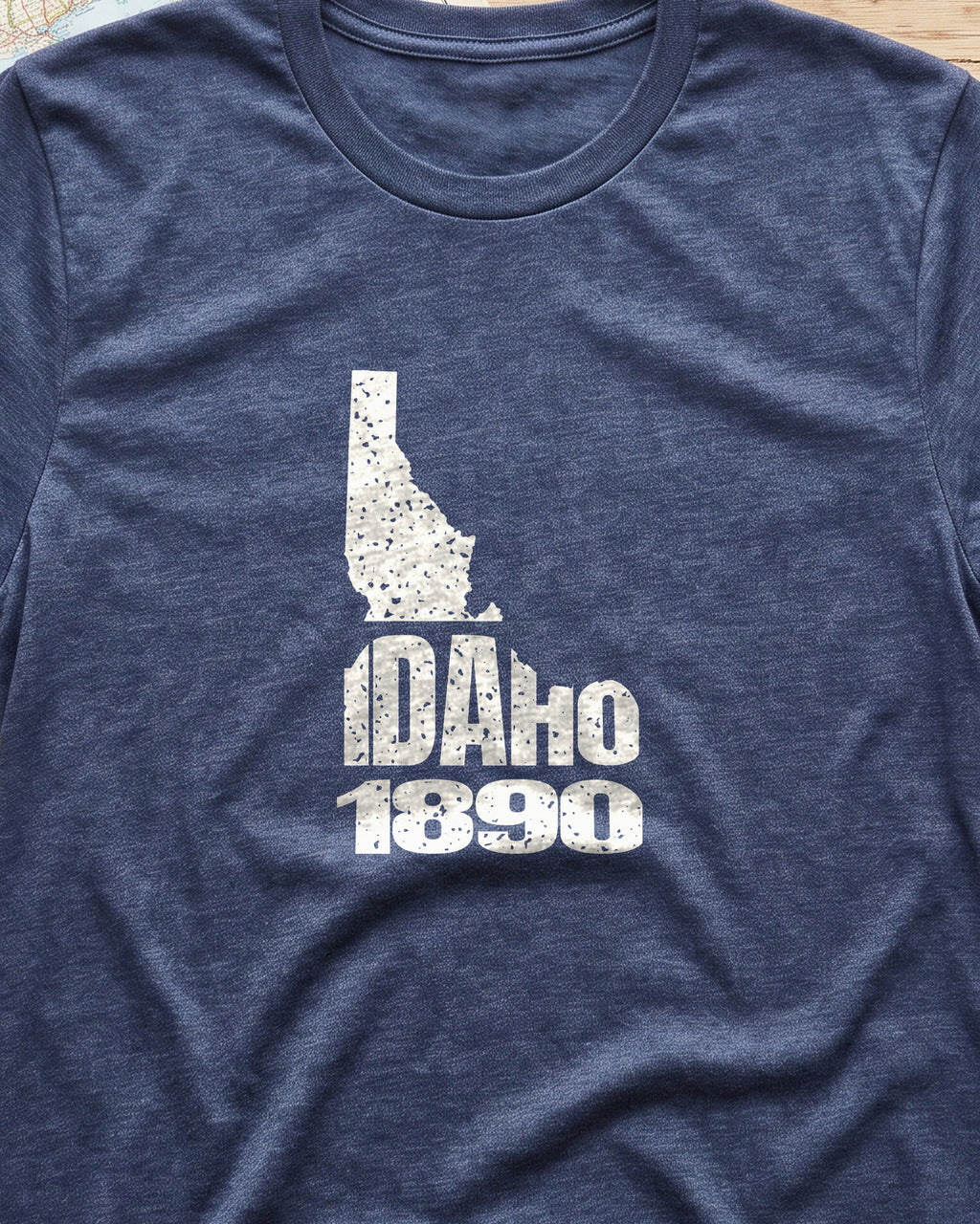 Idaho Vintage Letters Map T-Shirt (close-up)