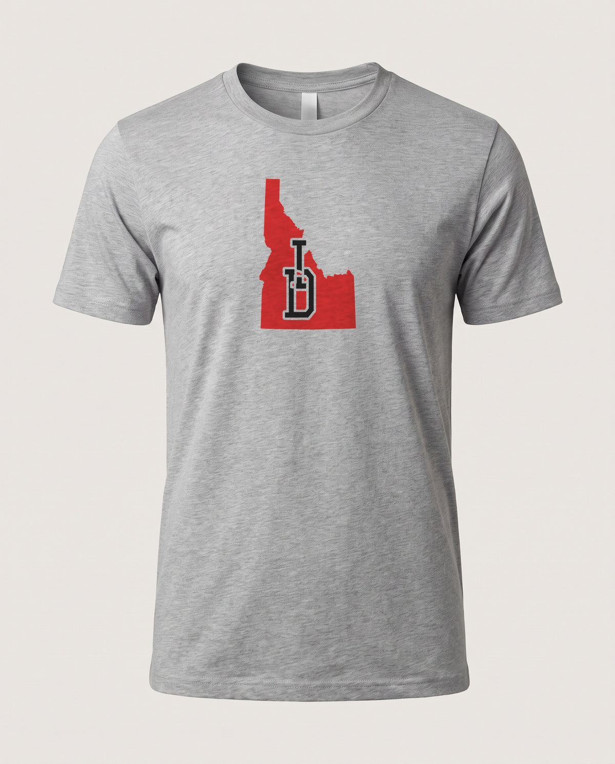 Idaho Varsity Monogram Map T-Shirt — Athletic Heather (mockup)