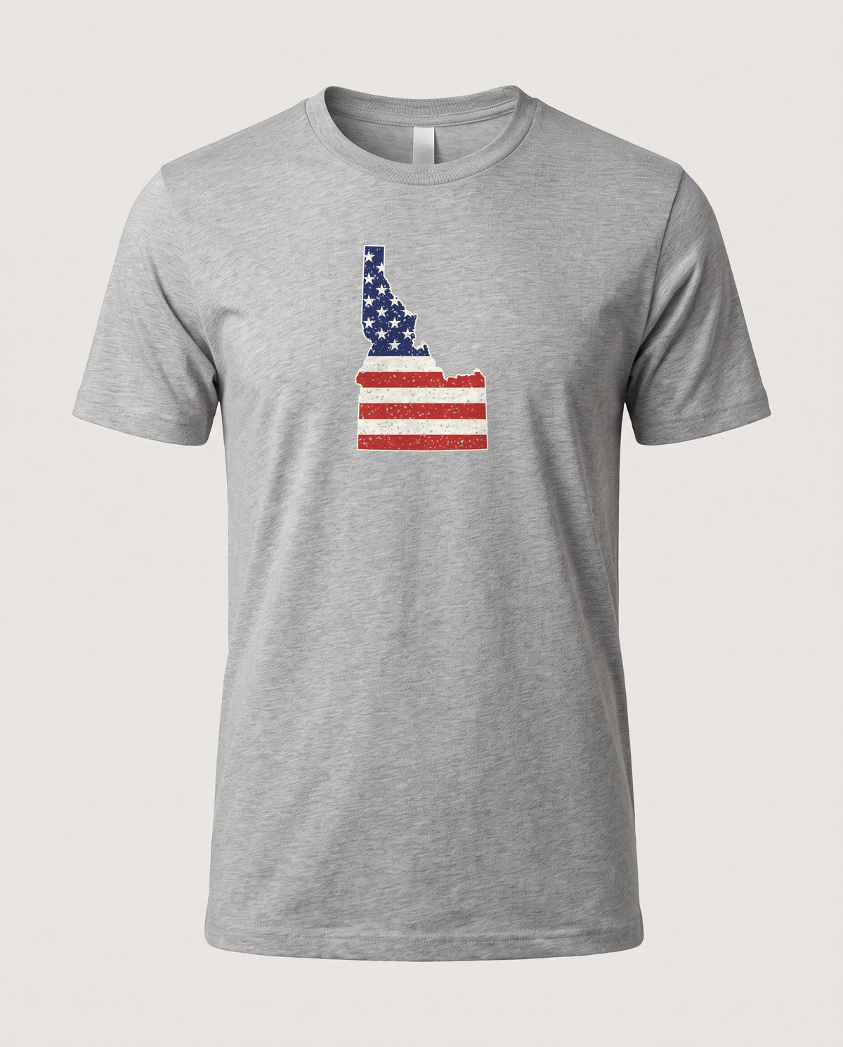 Idaho American Flag Map T-Shirt — Athletic Heather (mockup)