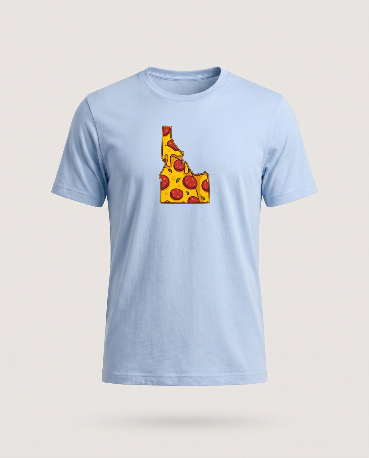 Idaho Pizza Map T-Shirt — Baby Blue (mockup)