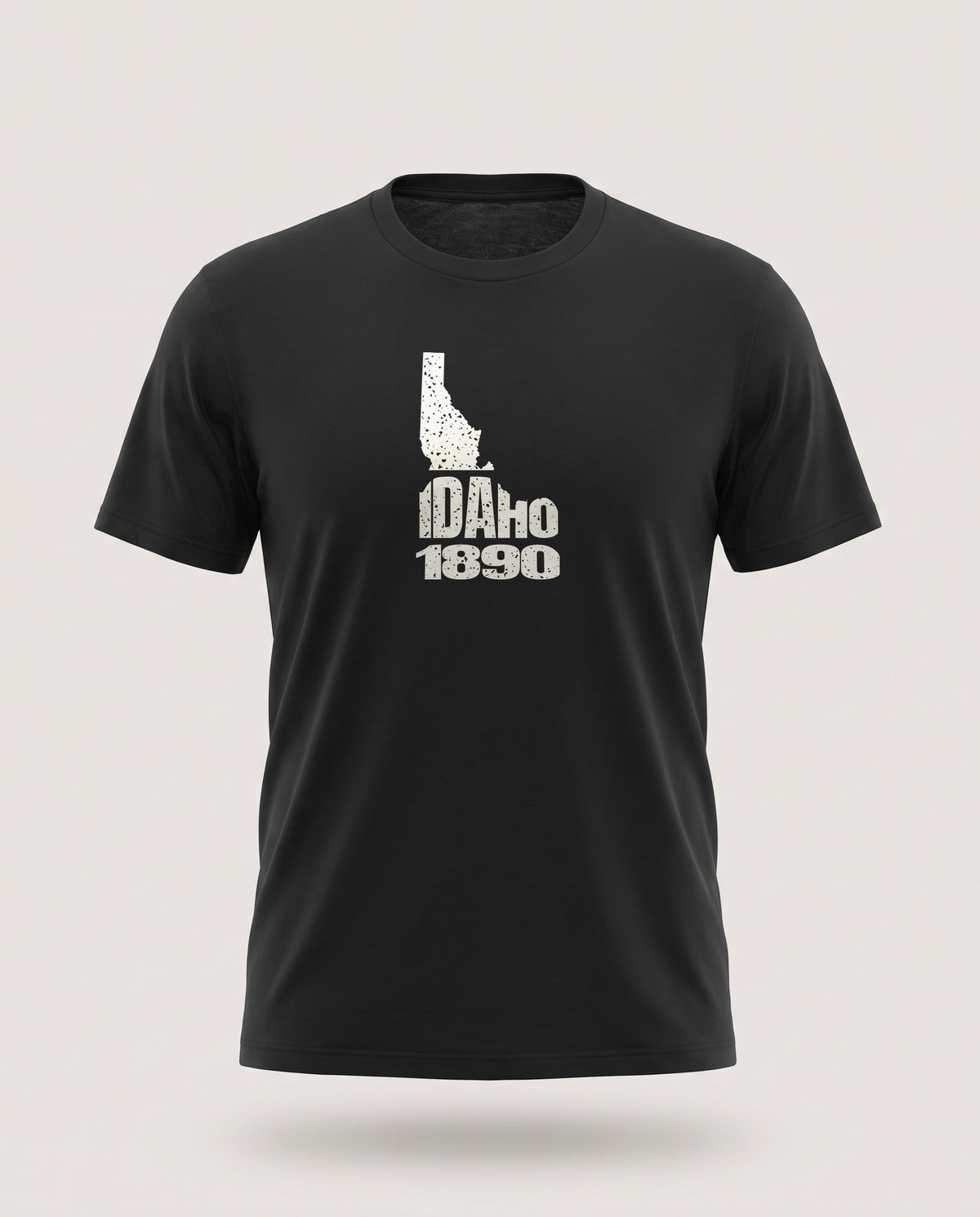 Idaho Vintage Letters Map T-Shirt — Black (mockup)