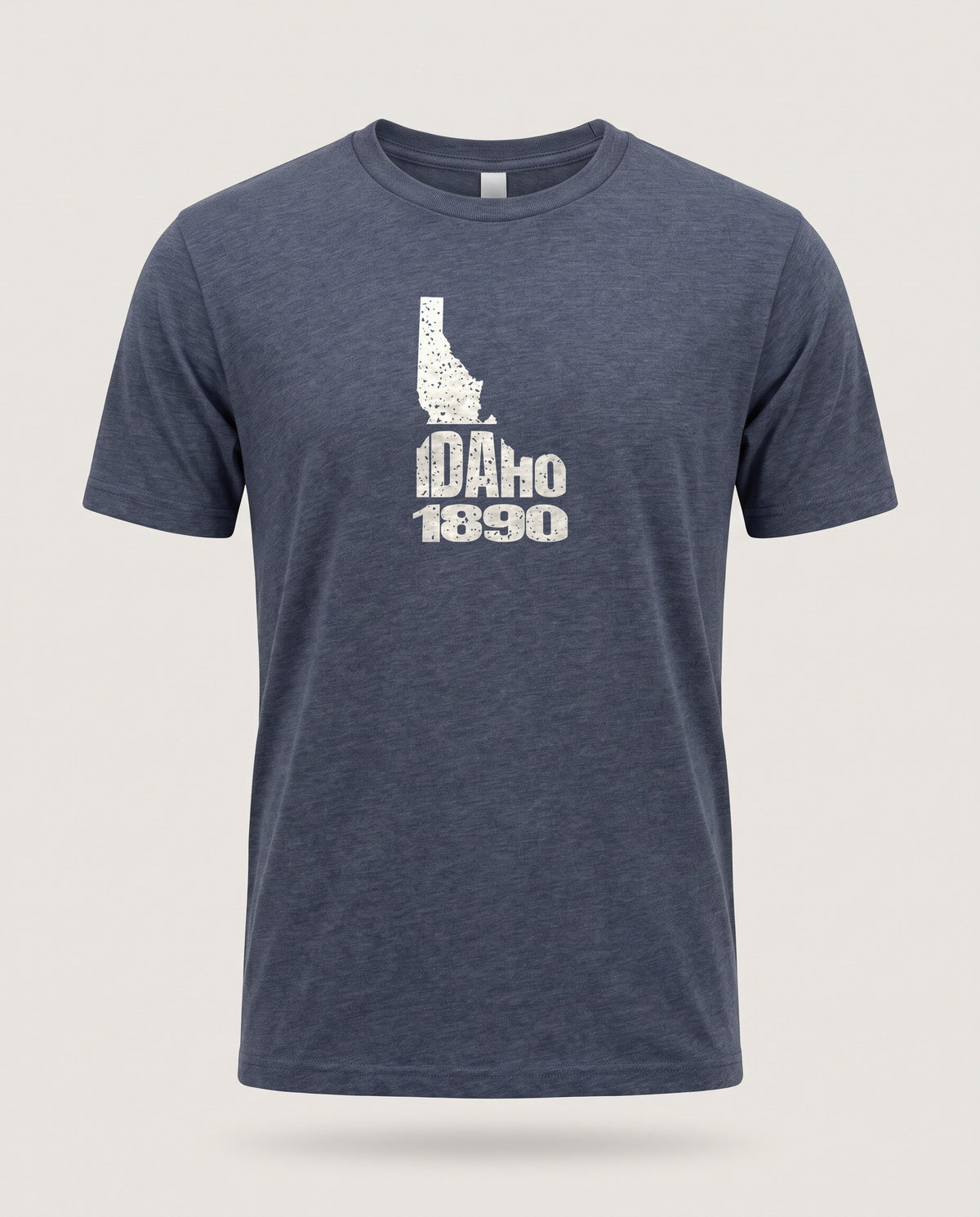 Idaho Vintage Letters Map T-Shirt — Heather Navy (mockup)