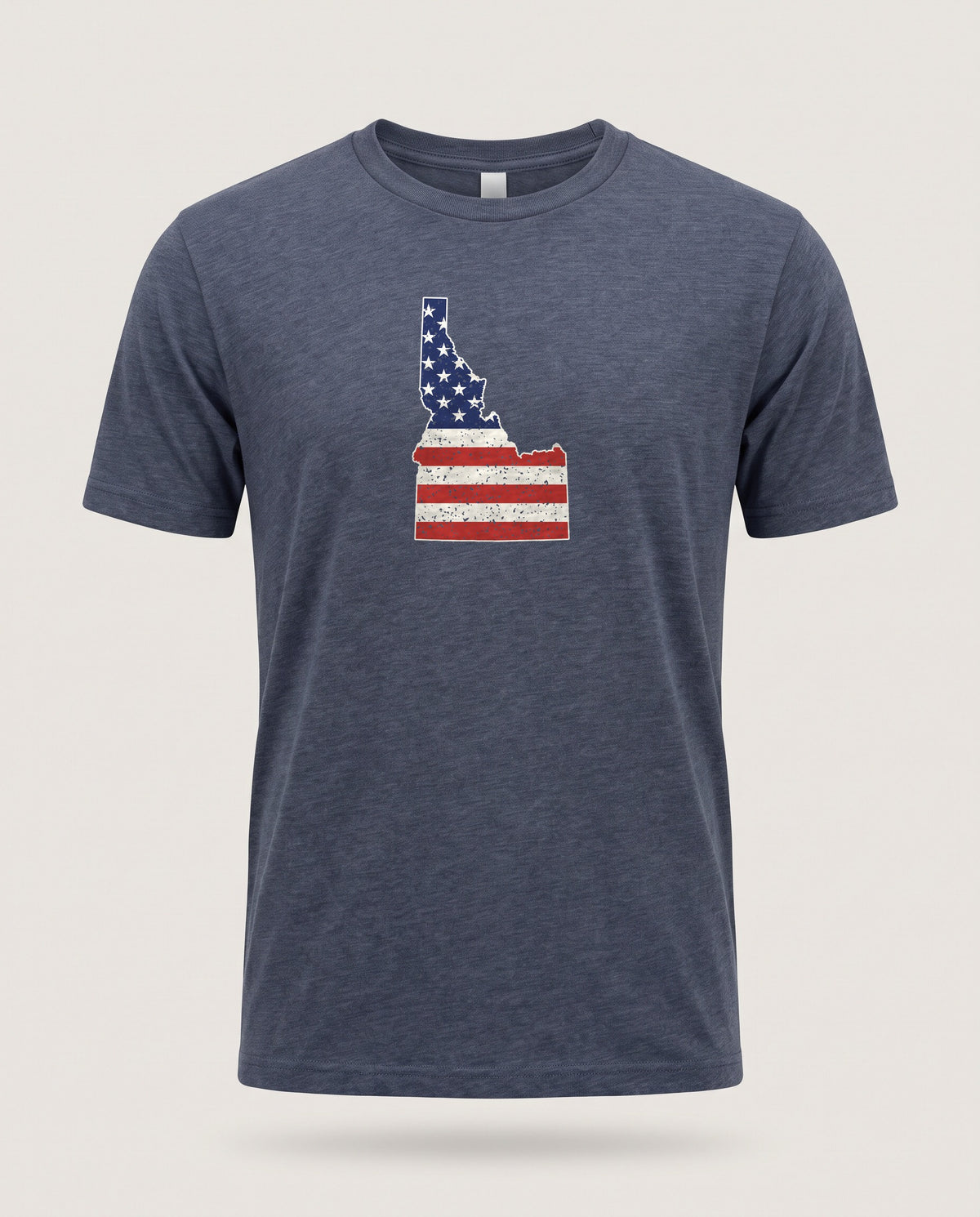 Idaho American Flag Map T-Shirt — Heather Navy (mockup)