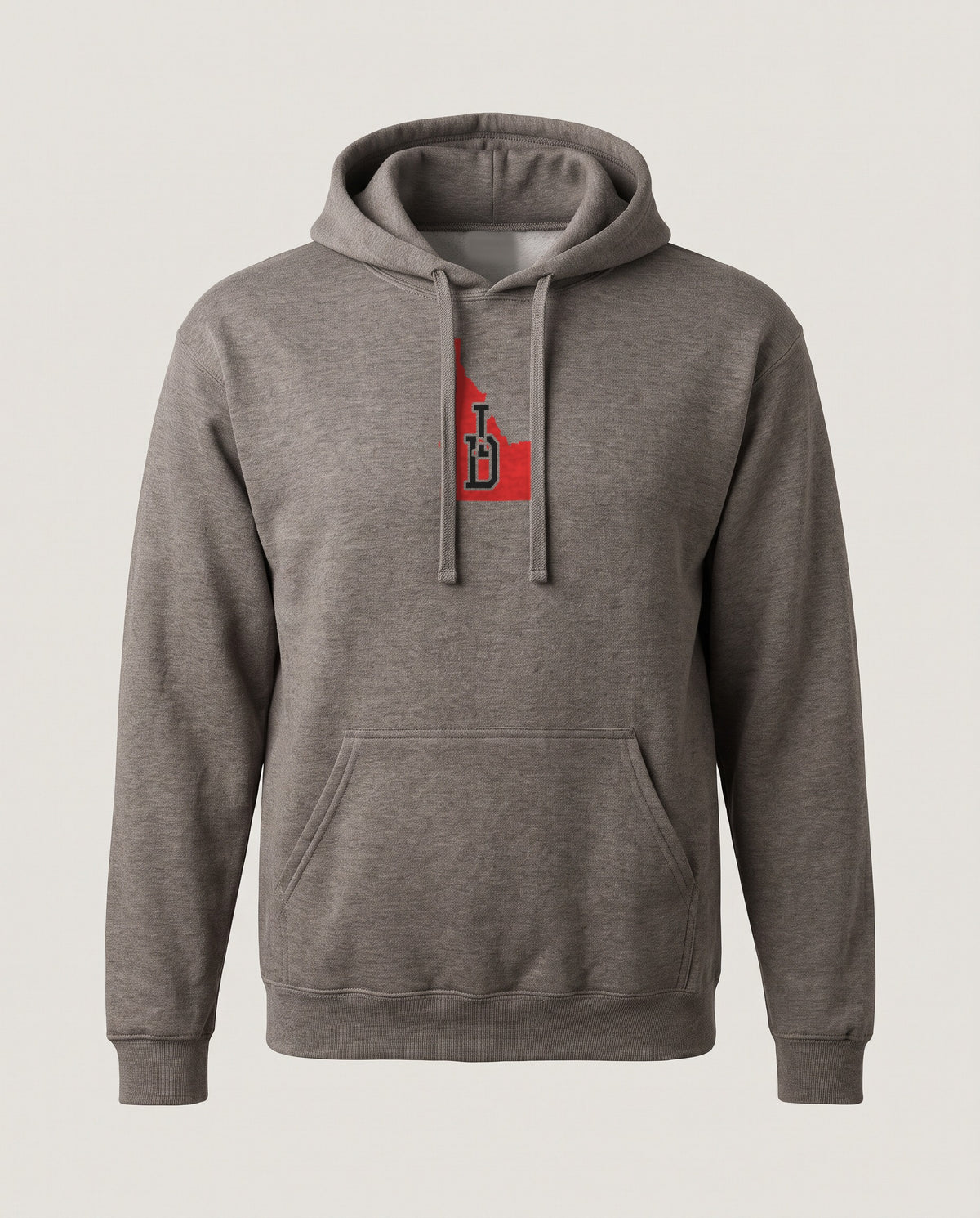 Idaho Varsity Monogram Map Hoodie — Dark Heather (mockup)