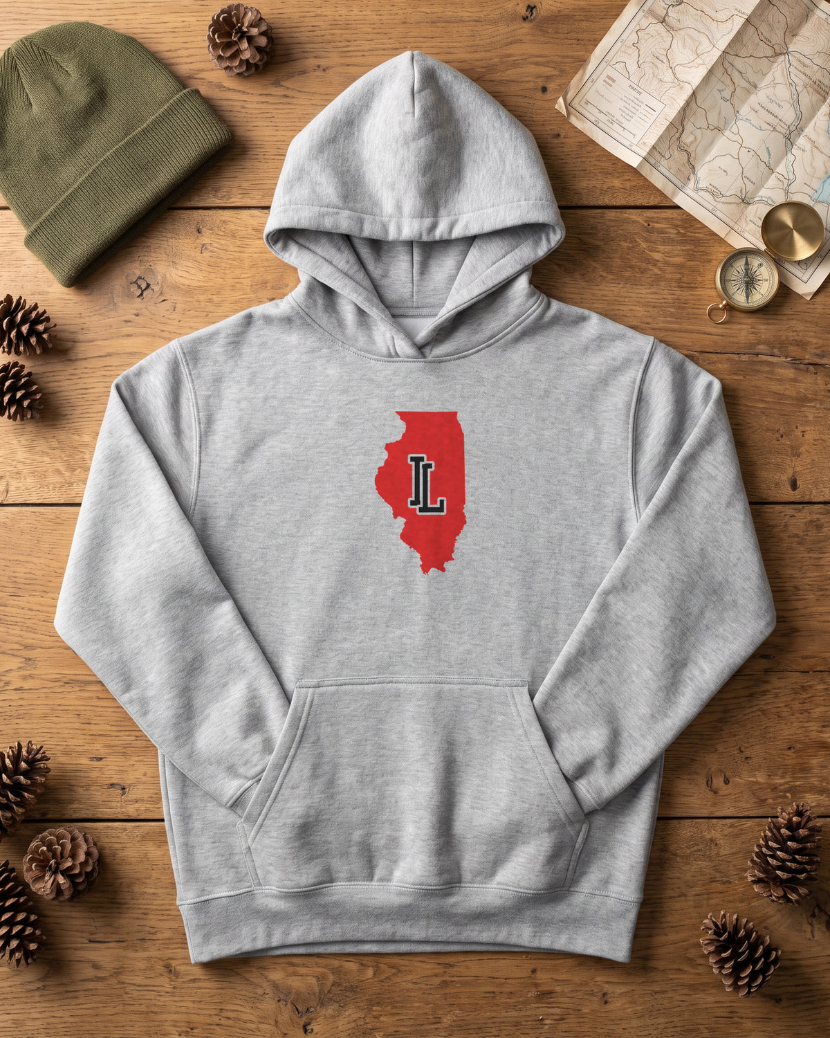 Illinois Varsity Monogram Map Hoodie (photo)
