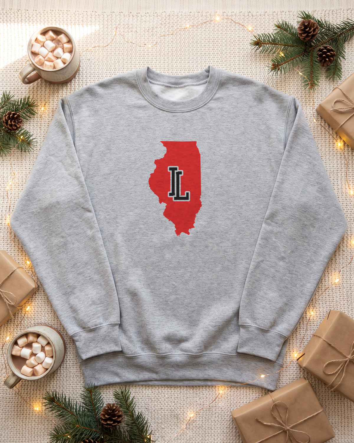 Illinois Varsity Monogram Map Crewneck Sweatshirt (photo)