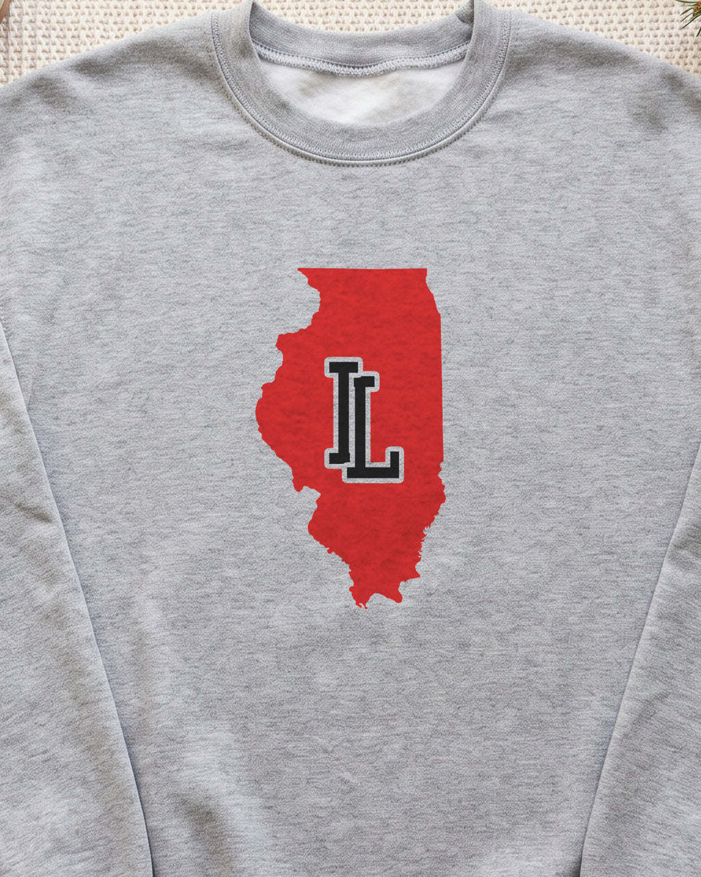 Illinois Varsity Monogram Map Crewneck Sweatshirt (close-up)