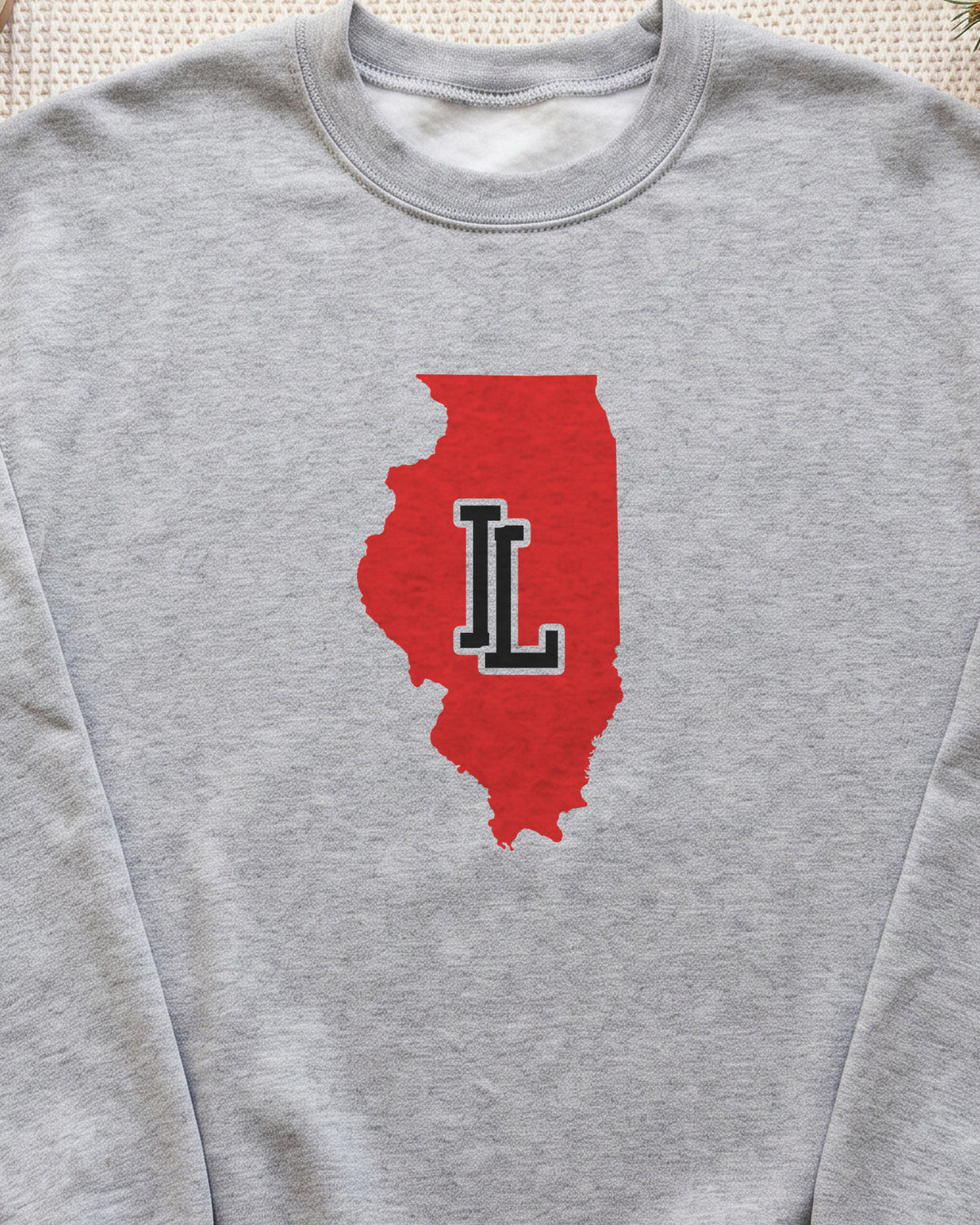 Illinois Varsity Monogram Map Crewneck Sweatshirt (close-up)