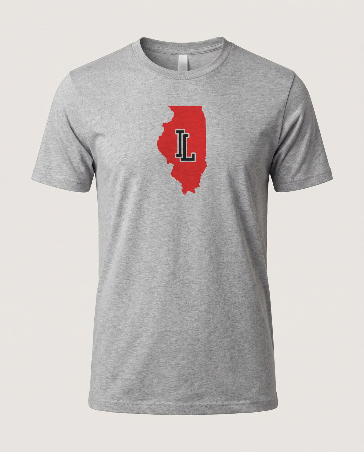 Illinois Varsity Monogram Map T-Shirt — Athletic Heather (mockup)