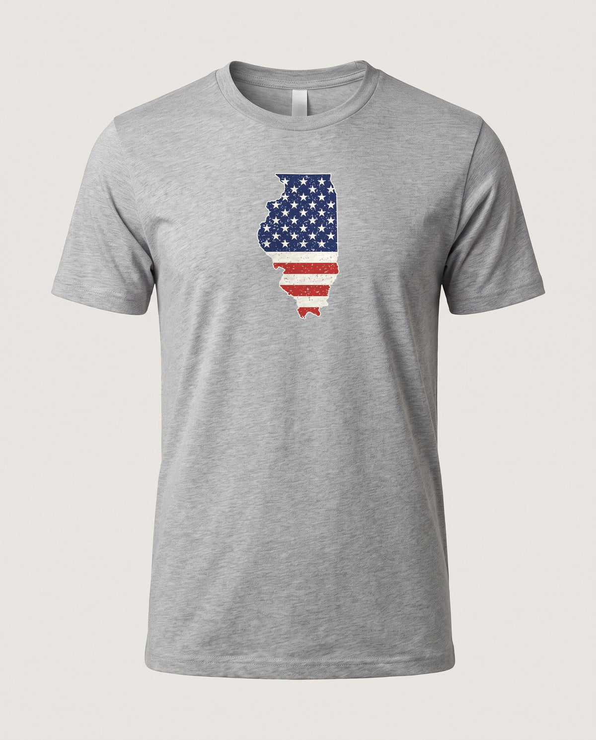 Illinois American Flag Map T-Shirt — Athletic Heather (mockup)