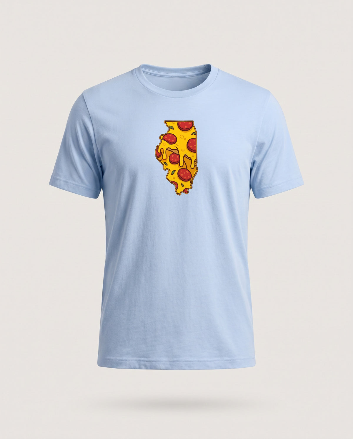 Illinois Pizza Map T-Shirt — Baby Blue (mockup)