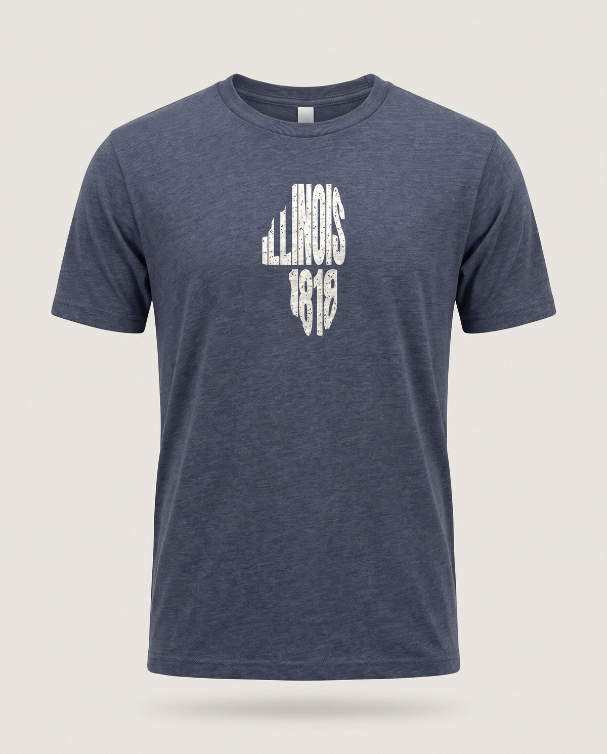 Illinois Vintage Letters Map T-Shirt — Heather Navy (mockup)