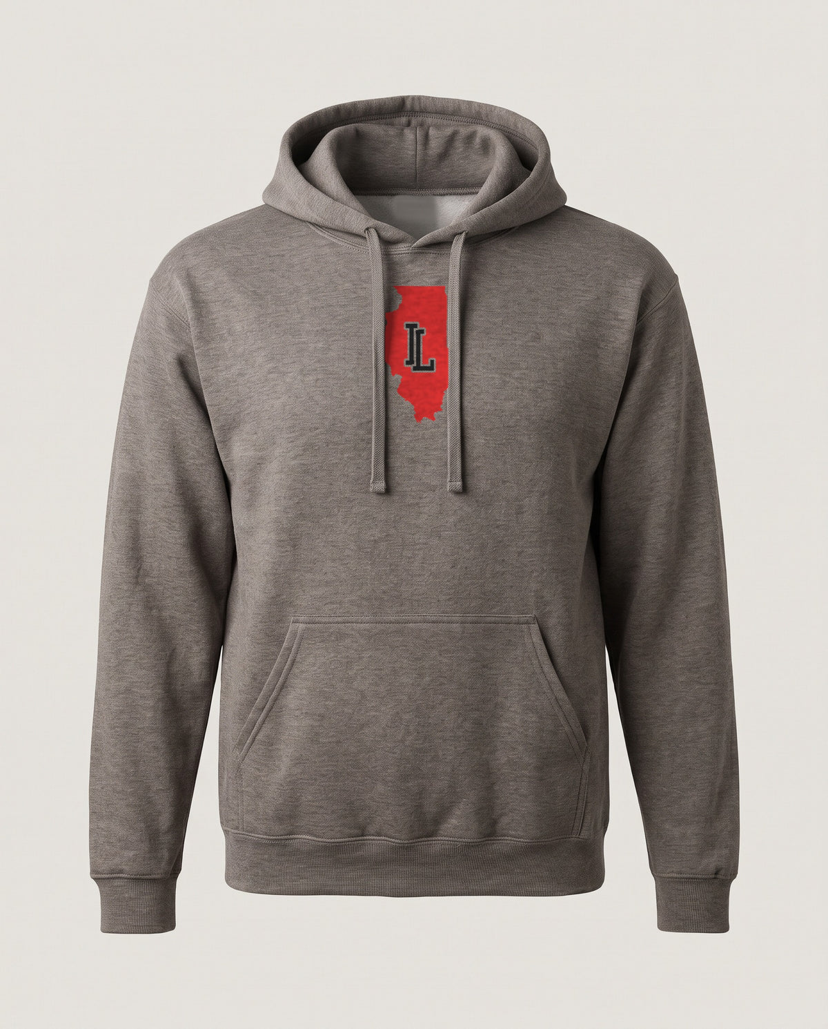 Illinois Varsity Monogram Map Hoodie — Dark Heather (mockup)