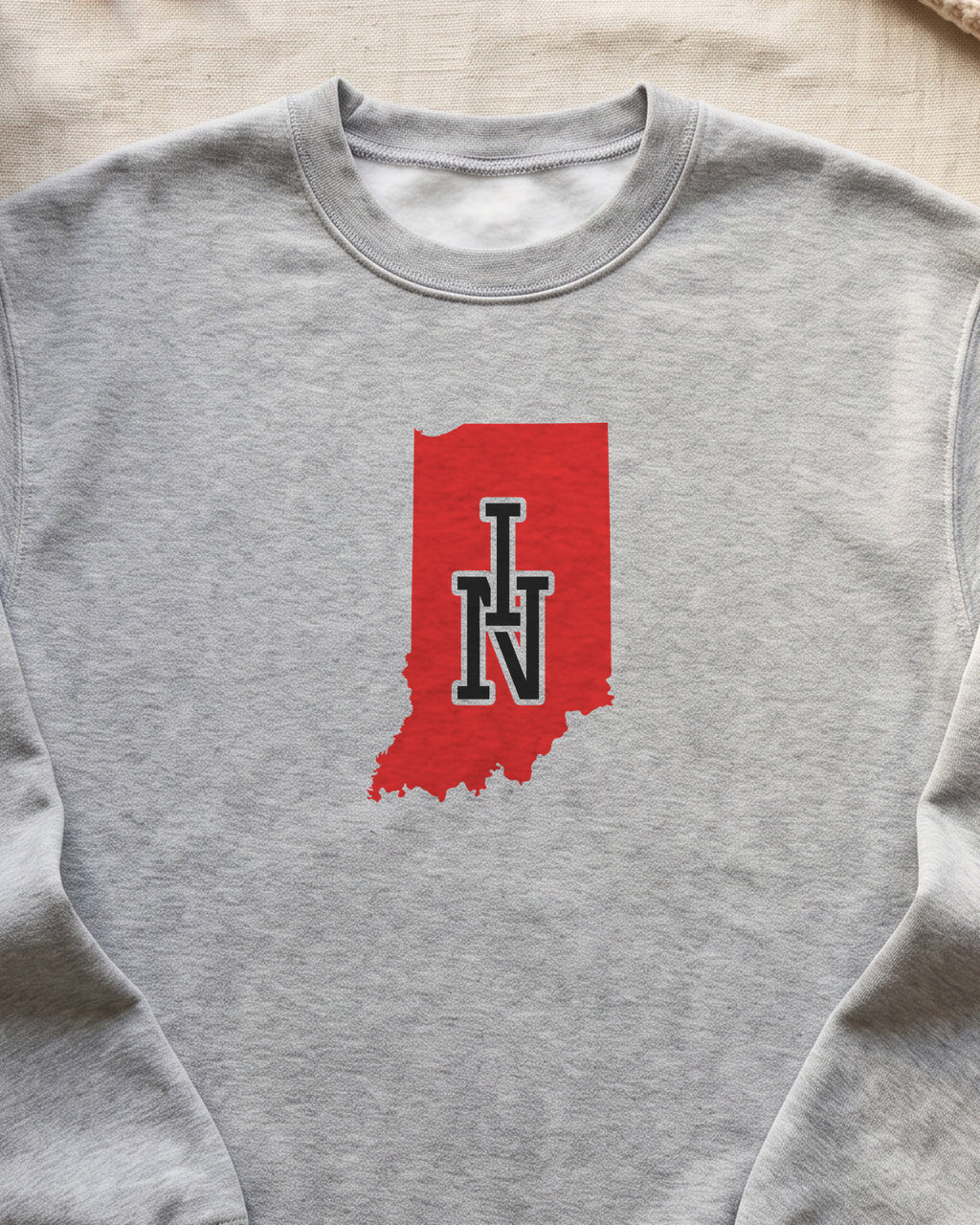 Indiana Varsity Monogram Map Crewneck Sweatshirt (close-up)