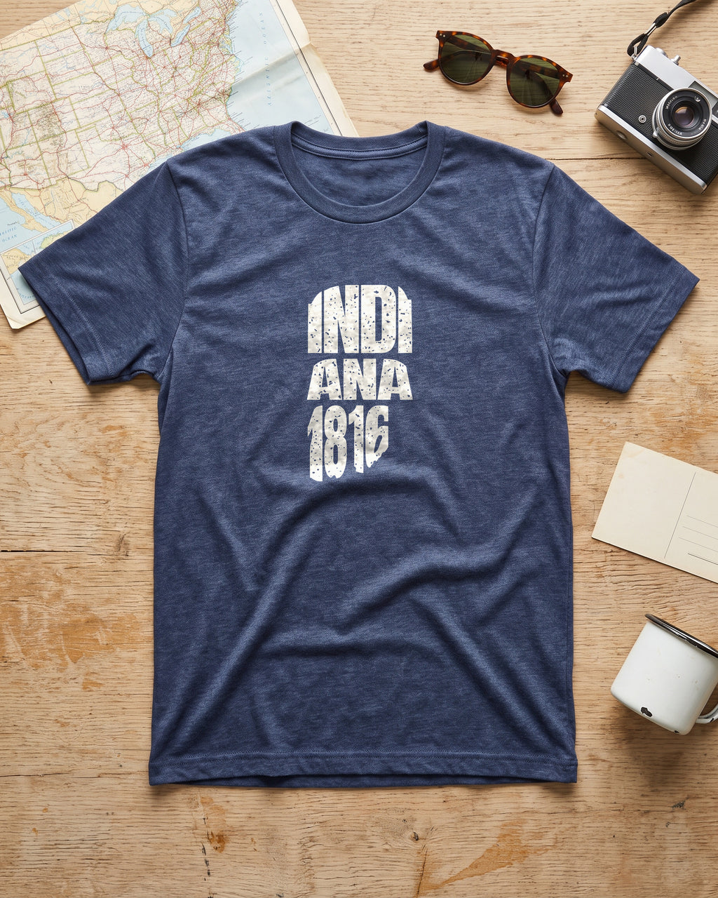 Indiana Vintage Letters Map T-Shirt (photo)