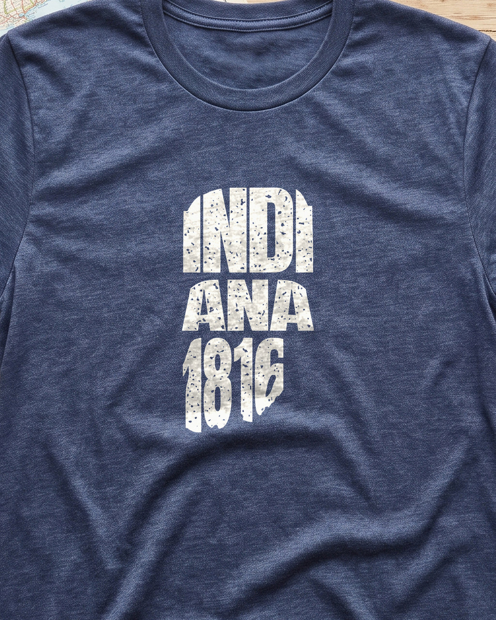Indiana Vintage Letters Map T-Shirt (close-up)