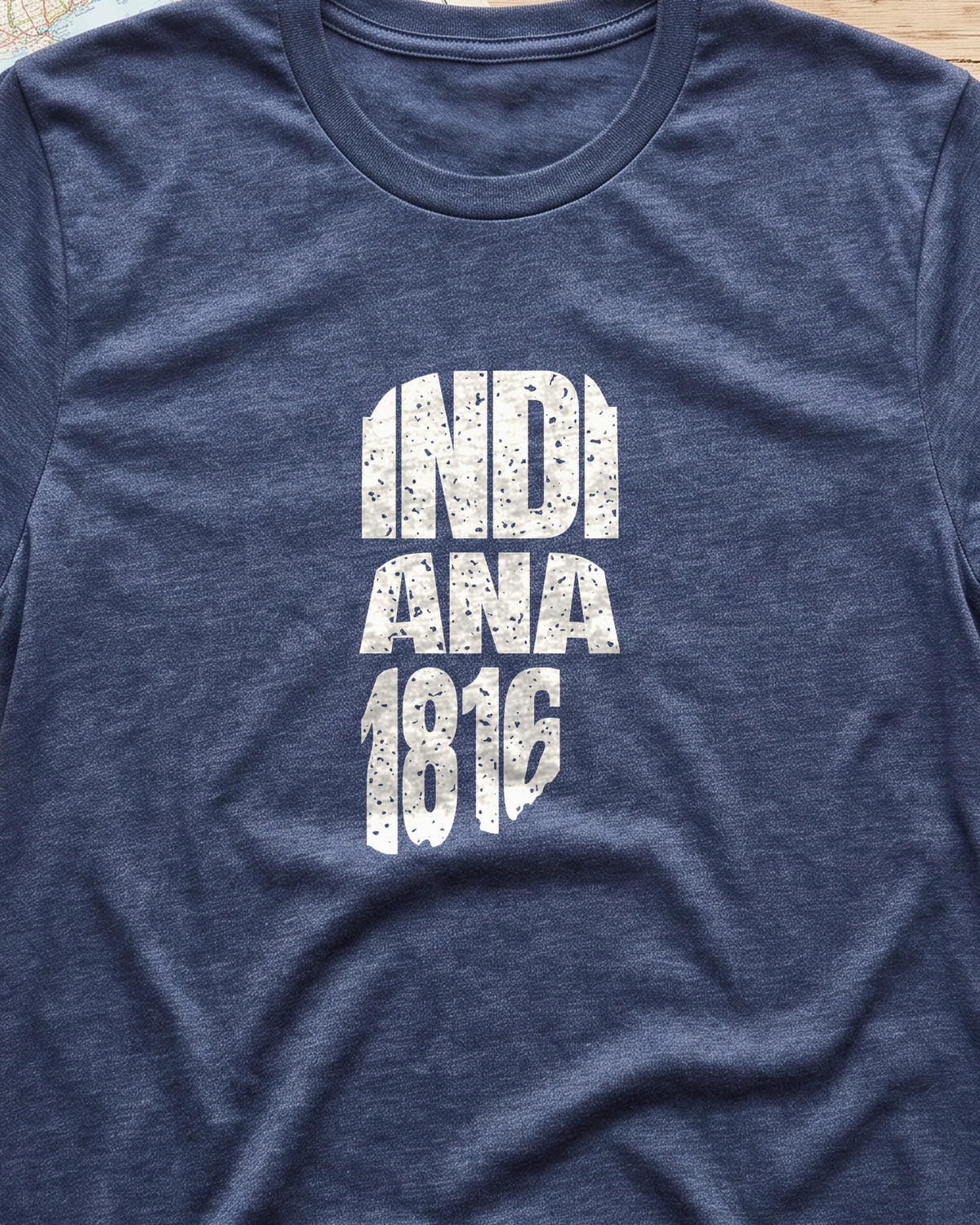 Indiana Vintage Letters Map T-Shirt (close-up)