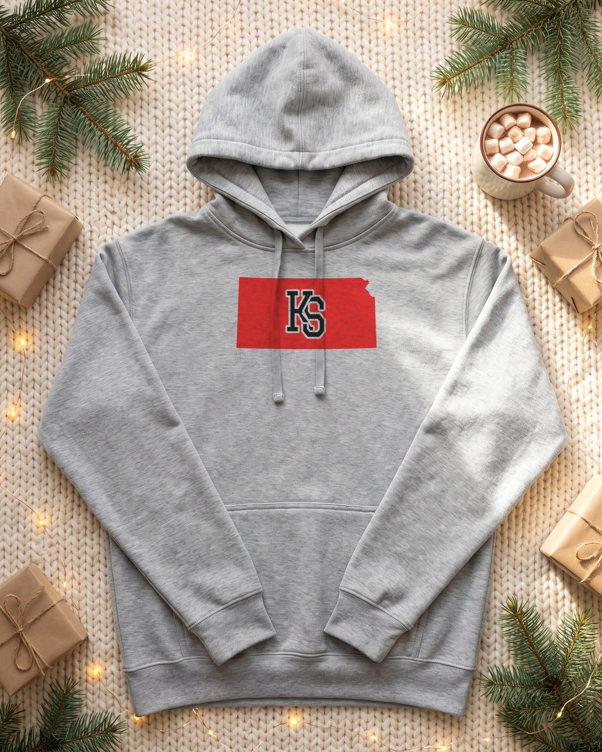 Kansas Varsity Monogram Map Hoodie (photo)