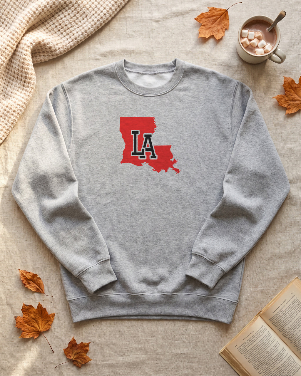 Louisiana Varsity Monogram Map Crewneck Sweatshirt (photo)