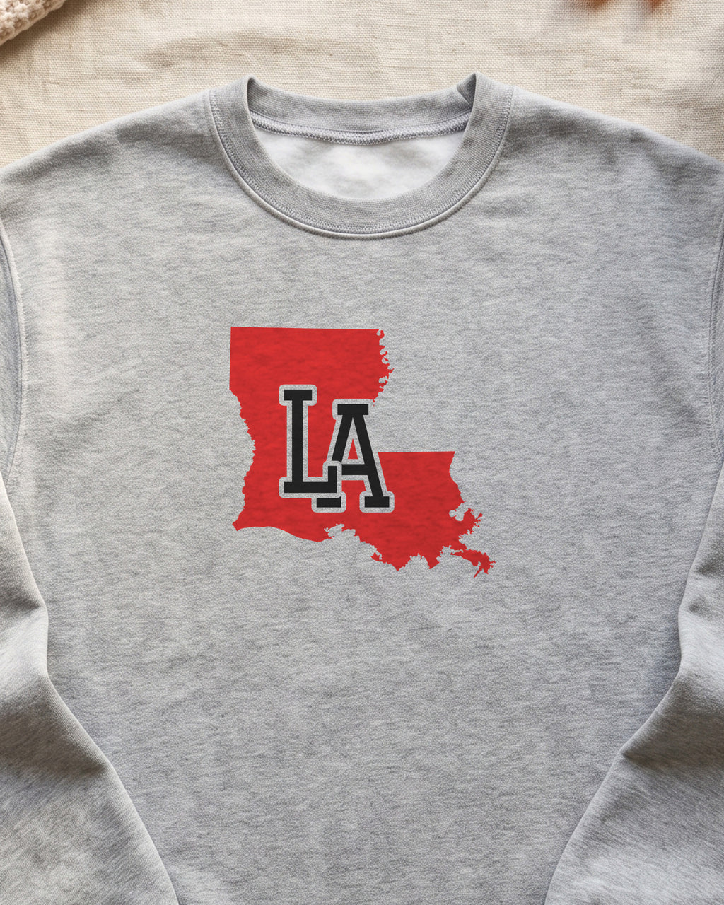 Louisiana Varsity Monogram Map Crewneck Sweatshirt (close-up)