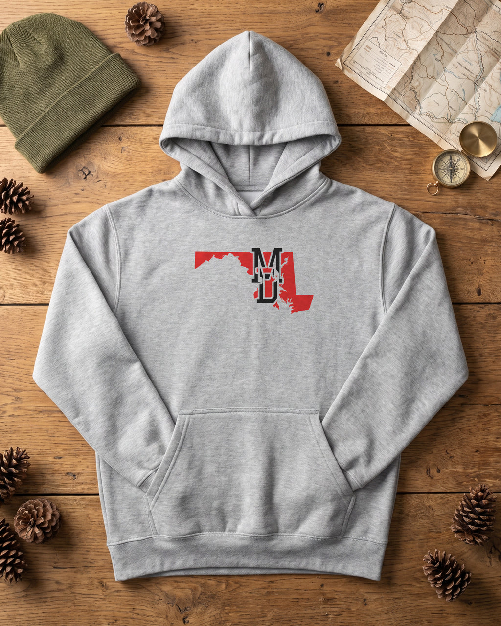 Maryland Varsity Monogram Map Hoodie (photo)