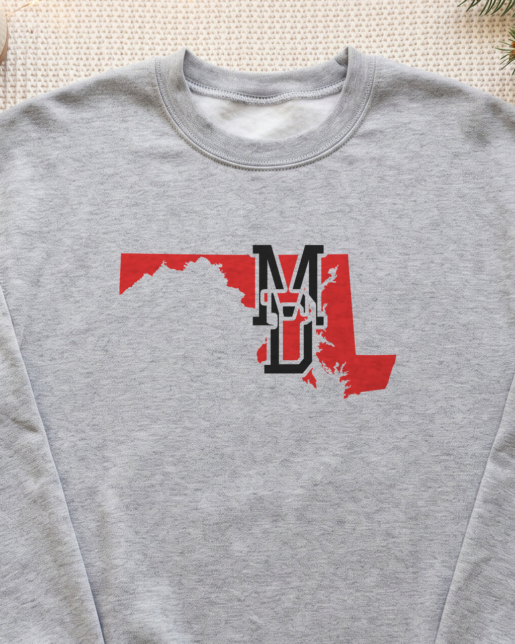 Maryland Varsity Monogram Map Crewneck Sweatshirt (close-up)