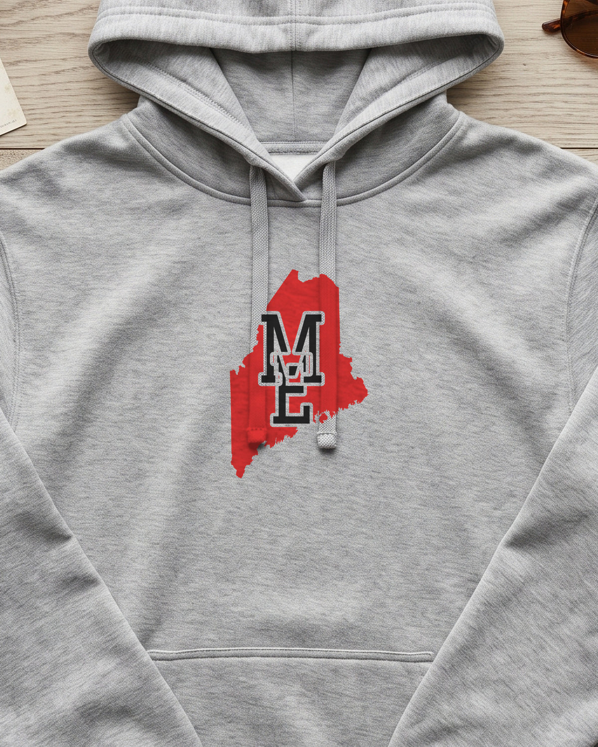 Maine Varsity Monogram Map Hoodie (close-up)