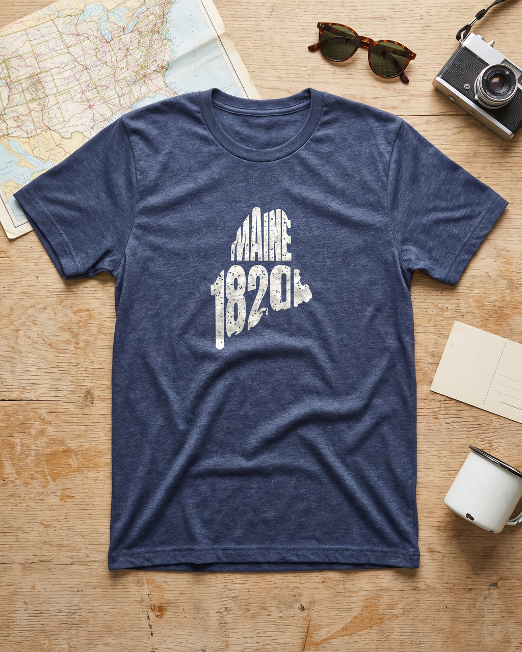 Maine Vintage Letters Map T-Shirt (photo)