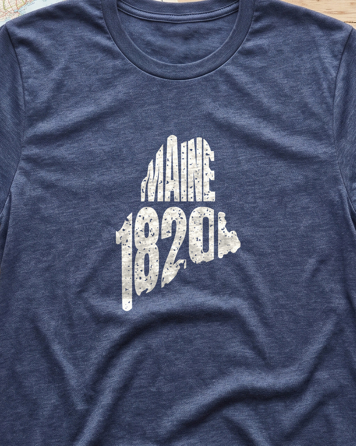 Maine Vintage Letters Map T-Shirt (close-up)