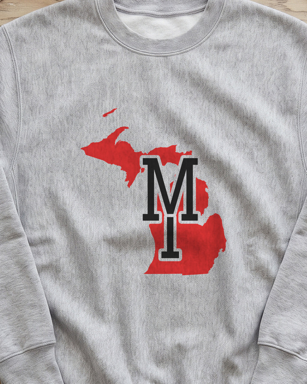 Michigan Varsity Monogram Map Crewneck Sweatshirt (close-up)
