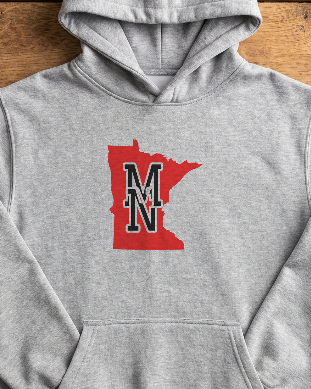 Minnesota Varsity Monogram Map Hoodie (close-up)