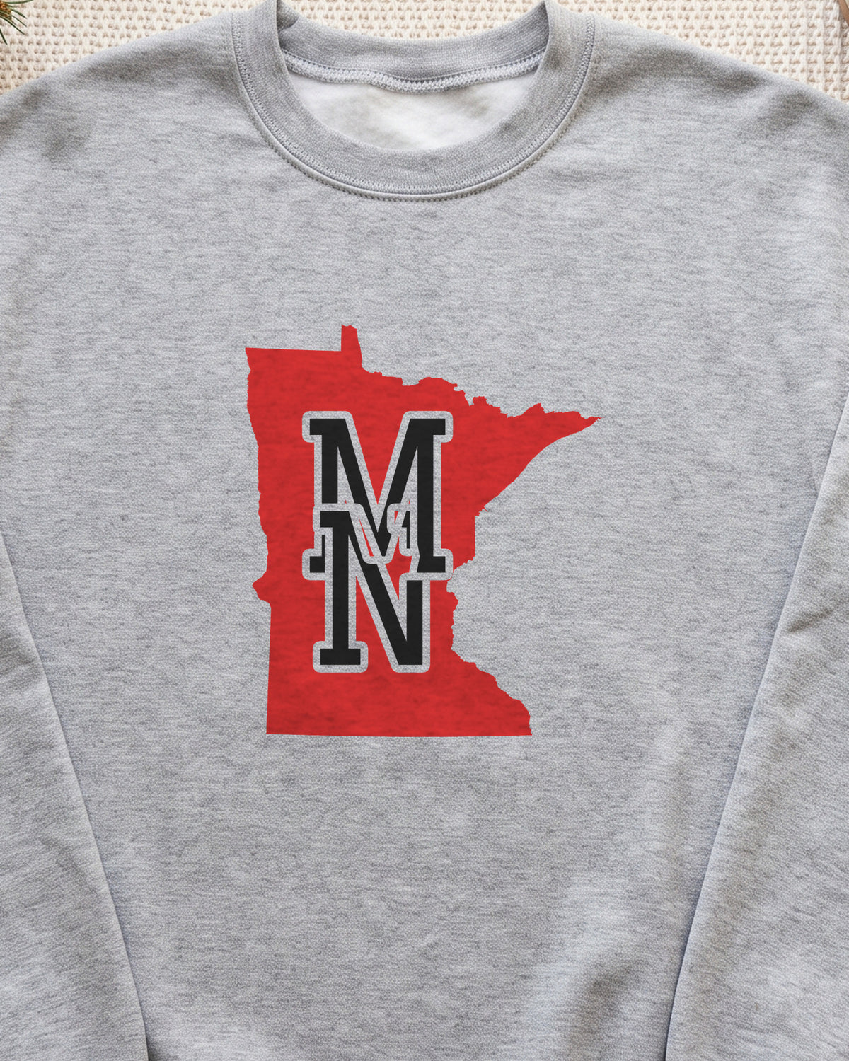 Minnesota Varsity Monogram Map Crewneck Sweatshirt (close-up)