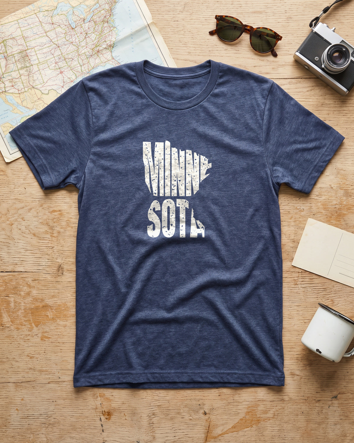 Minnesota Vintage Letters Map T-Shirt (photo)
