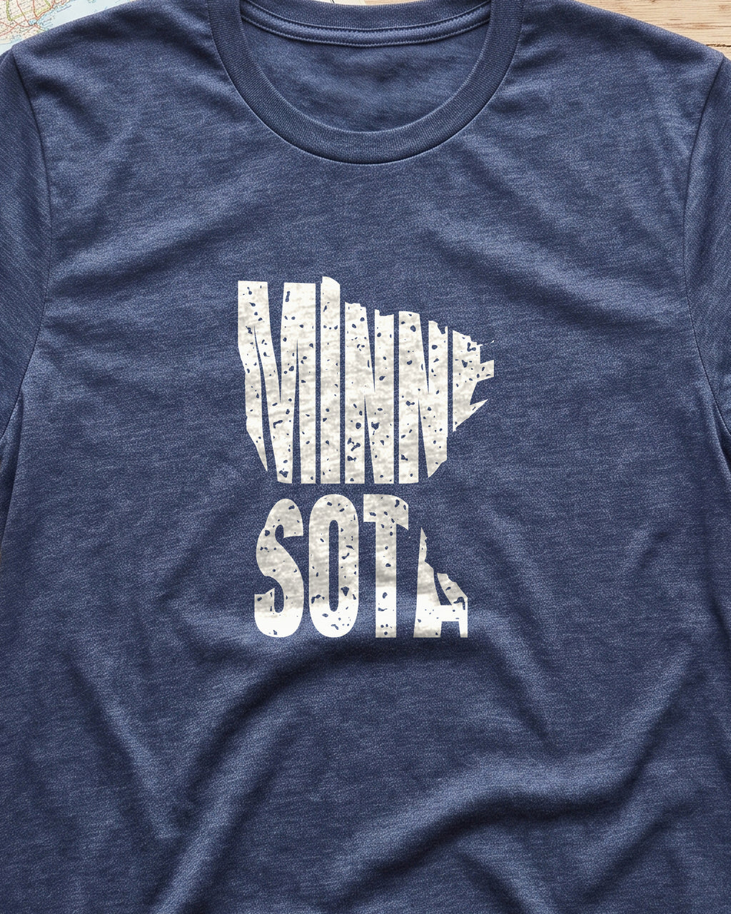 Minnesota Vintage Letters Map T-Shirt (close-up)