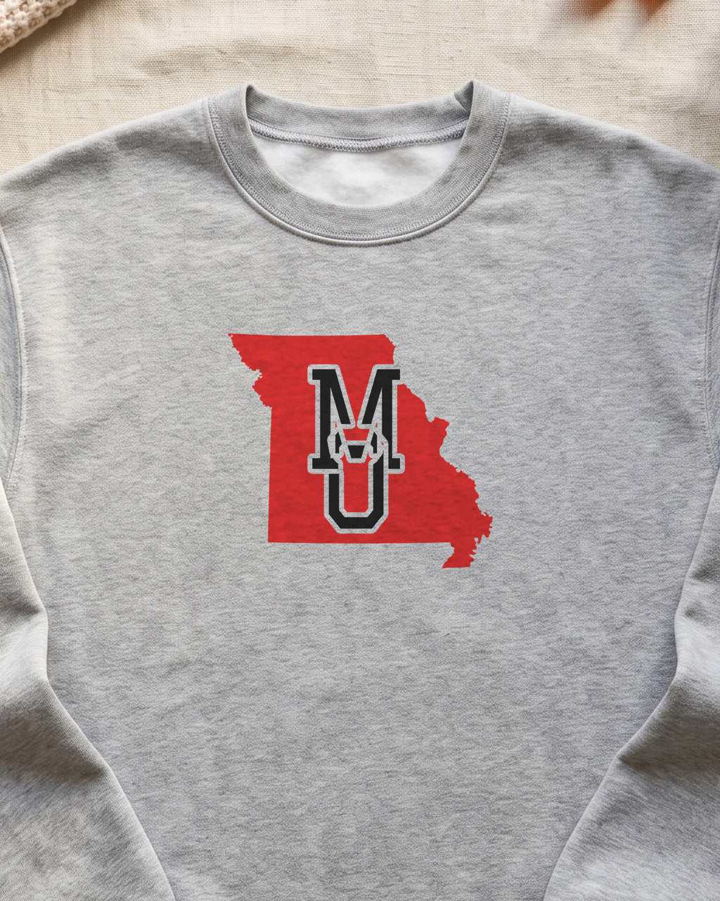 Missouri Varsity Monogram Map Crewneck Sweatshirt (close-up)