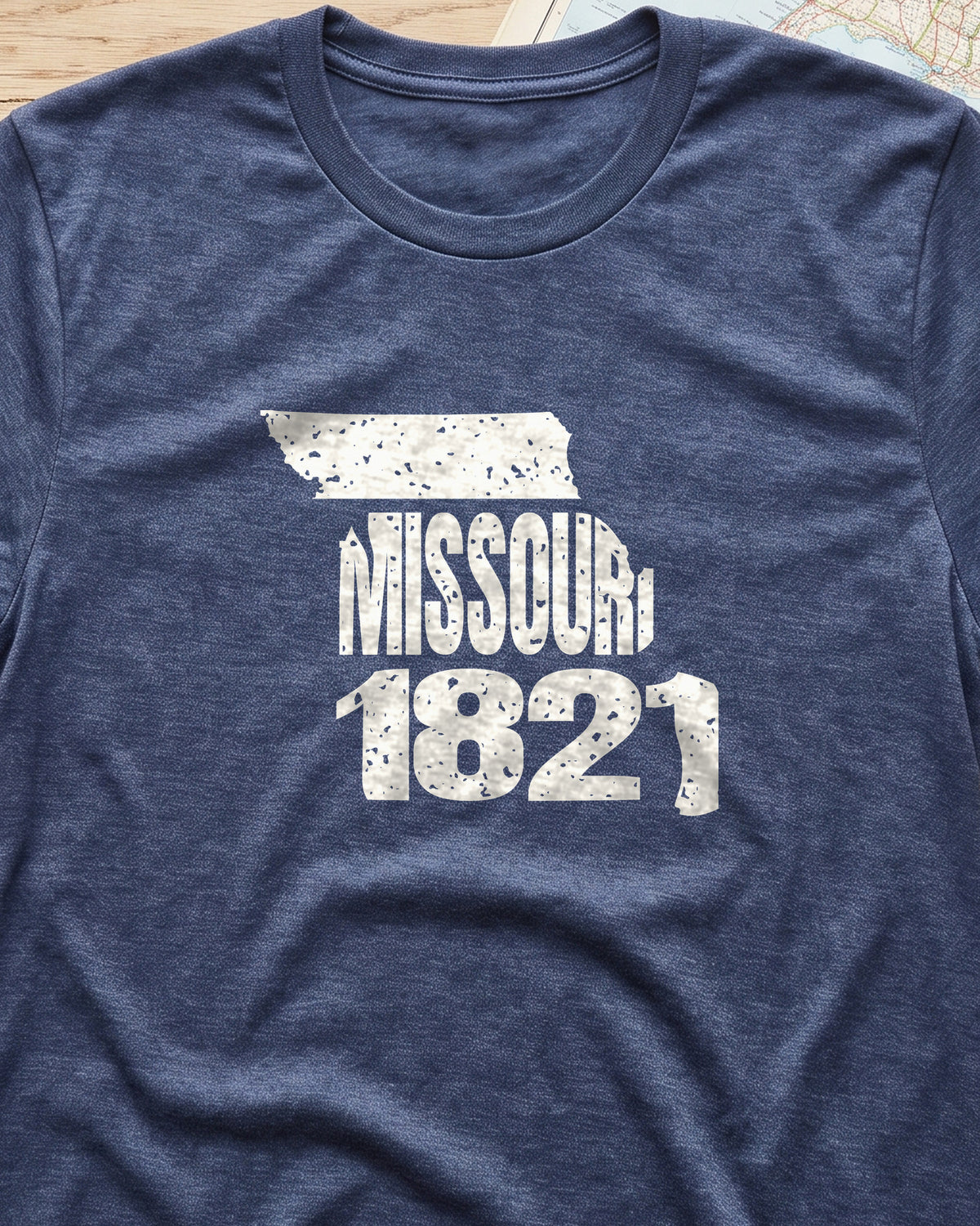 Missouri Vintage Letters Map T-Shirt (close-up)