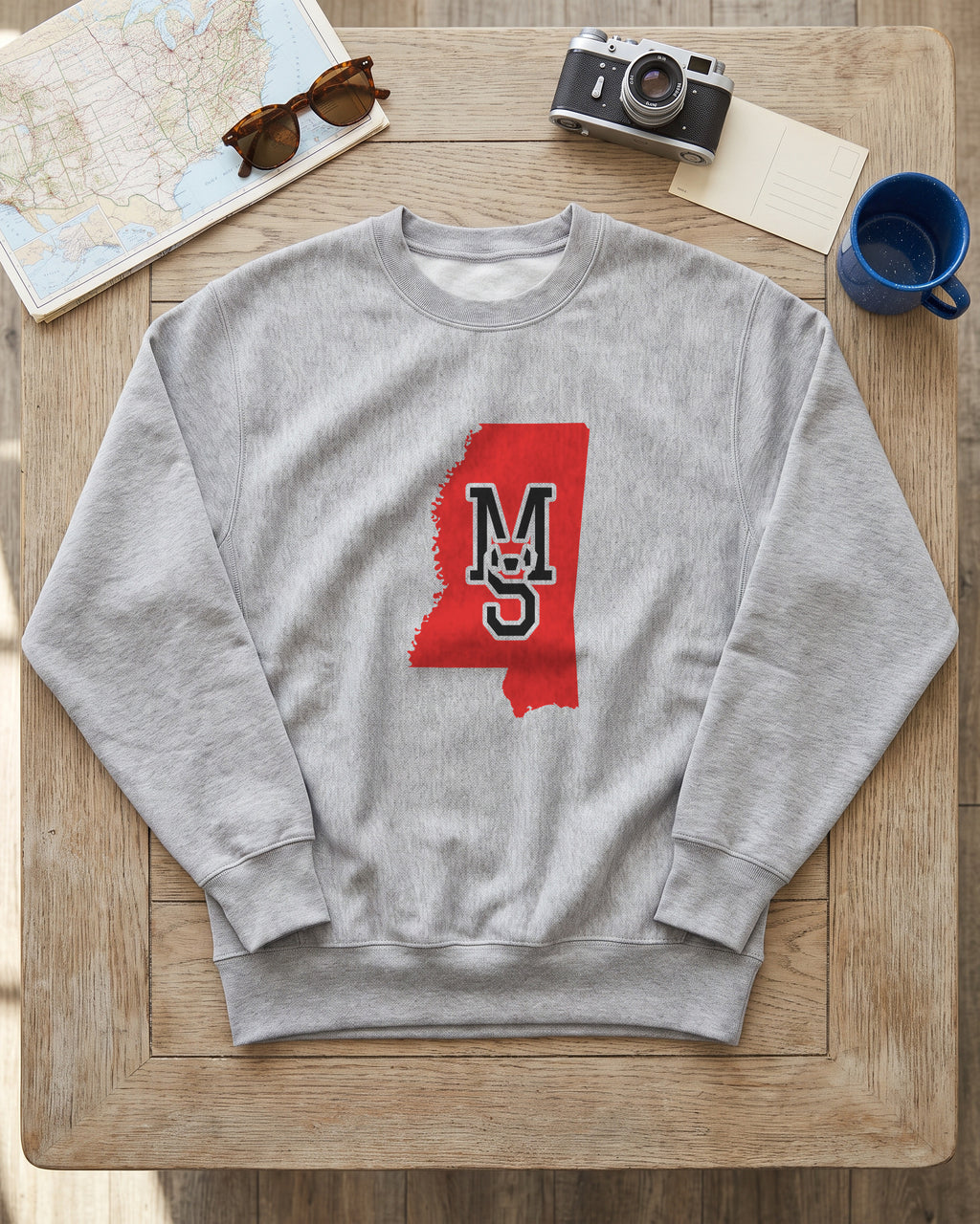 Mississippi Varsity Monogram Map Crewneck Sweatshirt (photo)