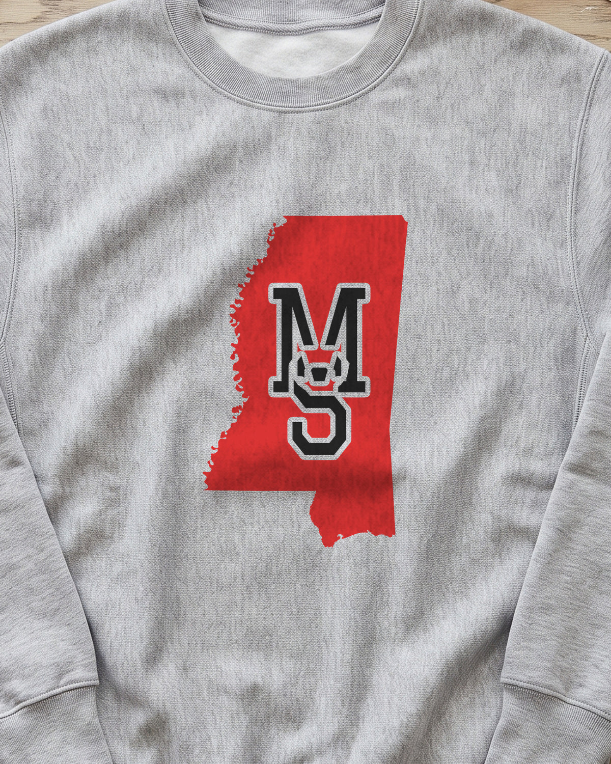 Mississippi Varsity Monogram Map Crewneck Sweatshirt (close-up)