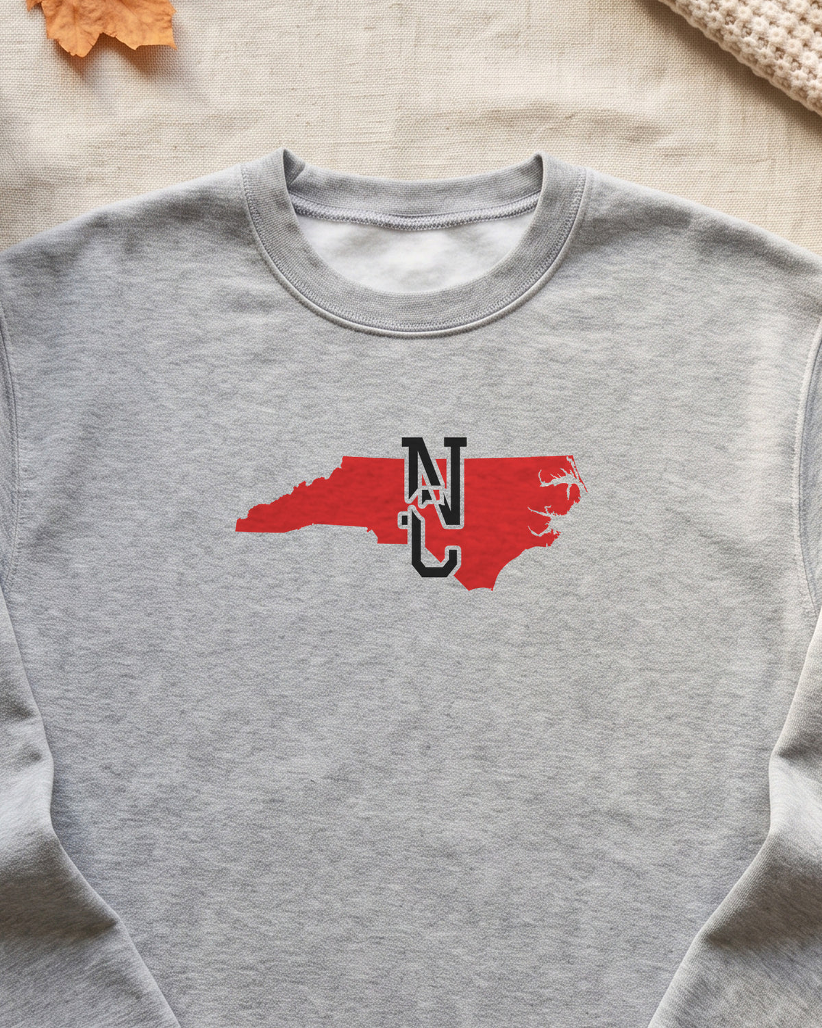 North Carolina Varsity Monogram Map Crewneck Sweatshirt (close-up)