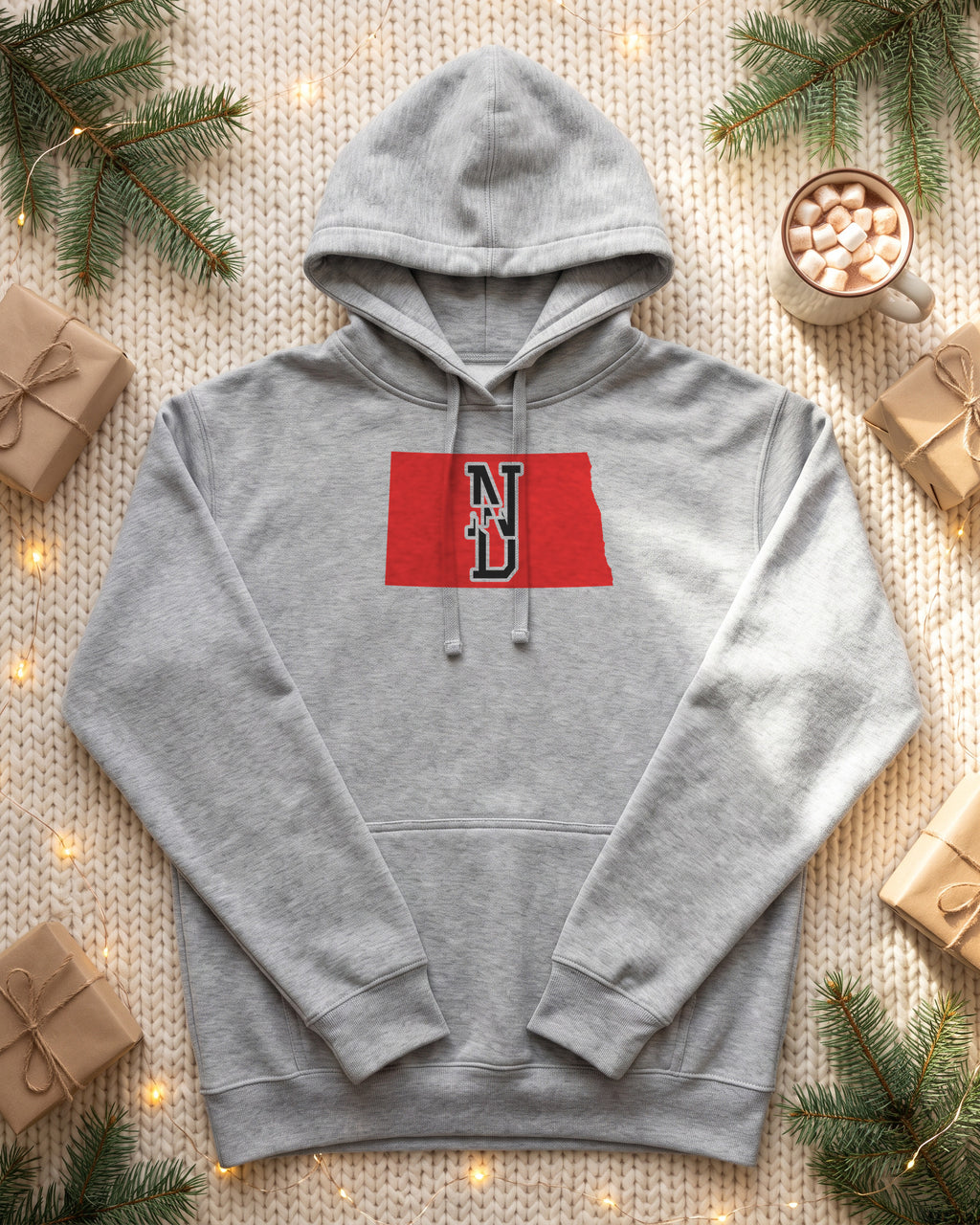 North Dakota Varsity Monogram Map Hoodie (photo)