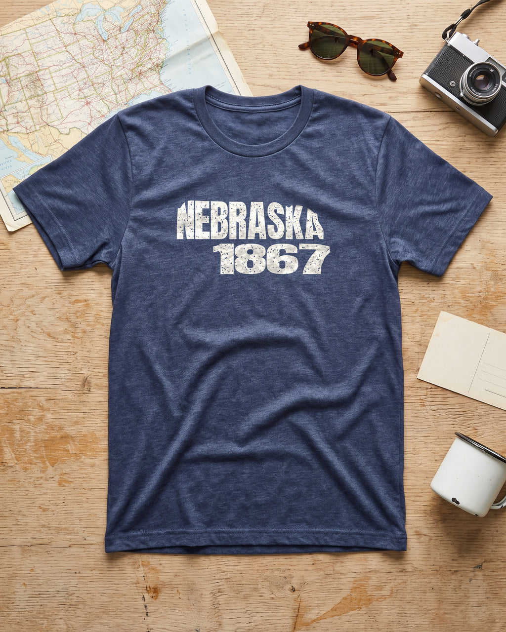 Nebraska Vintage Letters Map T-Shirt (photo)