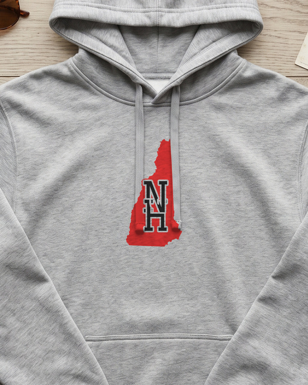 New Hampshire Varsity Monogram Map Hoodie (close-up)